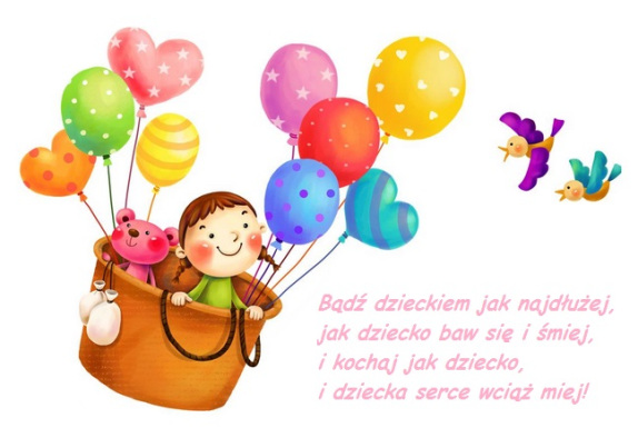 Dziecko w koszu balonowym wierszyk Dzień Dziecka